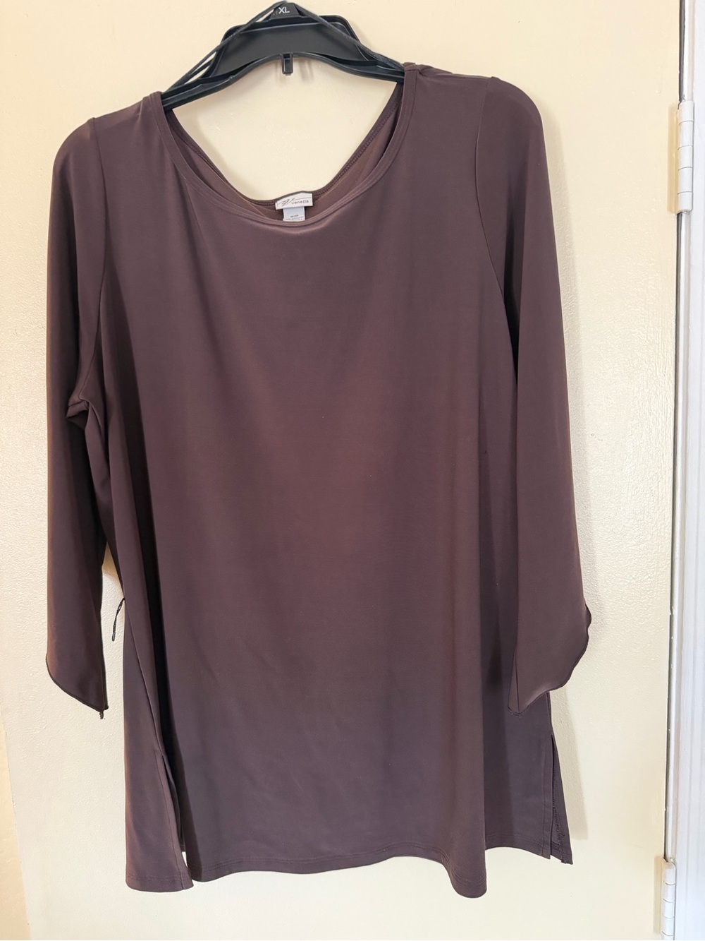 Venezia Brown Long Sleeve Scoop Neck Top